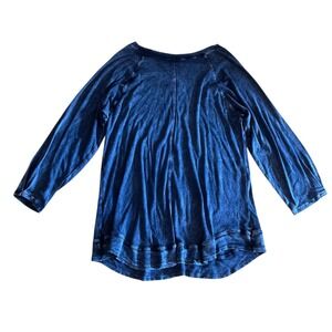 M. Rena Womens Blue Long Sleeve Top Tunic Flowy Casual Comfy‎
